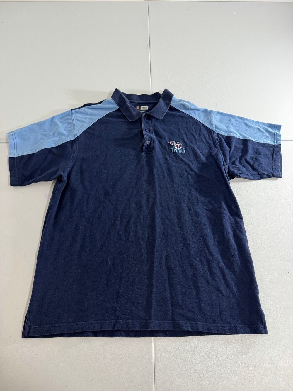 Tennessee Titans Polo Shirt Mens XL Navy Blue NFL Team Apparel Colorblock